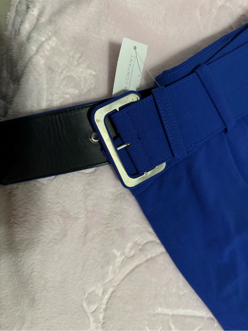 Royal Blue Belted Cropped Pants - Picture 12 of 13
